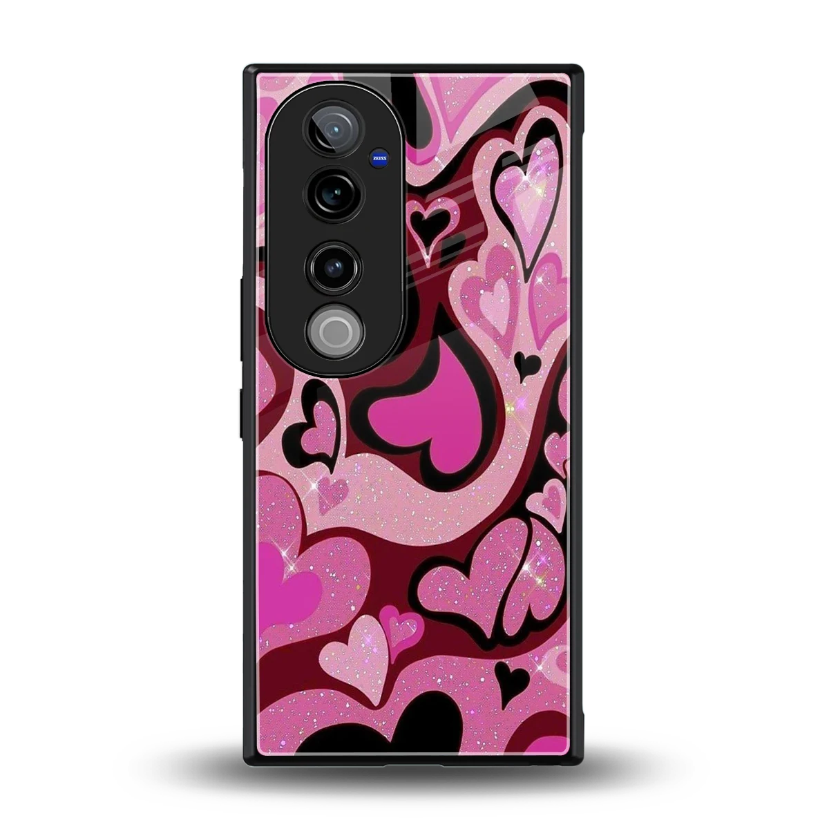 Y2K Magenta Meltdown Hearts back phone cover | glass case for vivo v40 pro