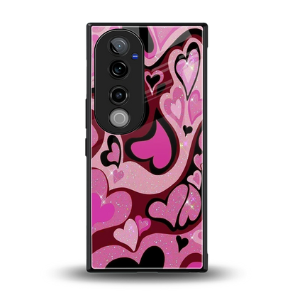 Y2K Magenta Meltdown Hearts back phone cover | glass case for vivo v40 pro