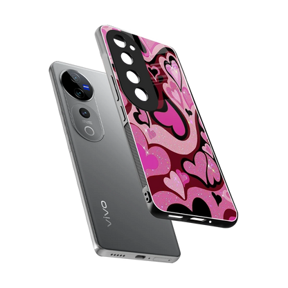 Y2K Magenta Meltdown Hearts sleek vivo v40 pro cover with tempered glass back and TPU edges
