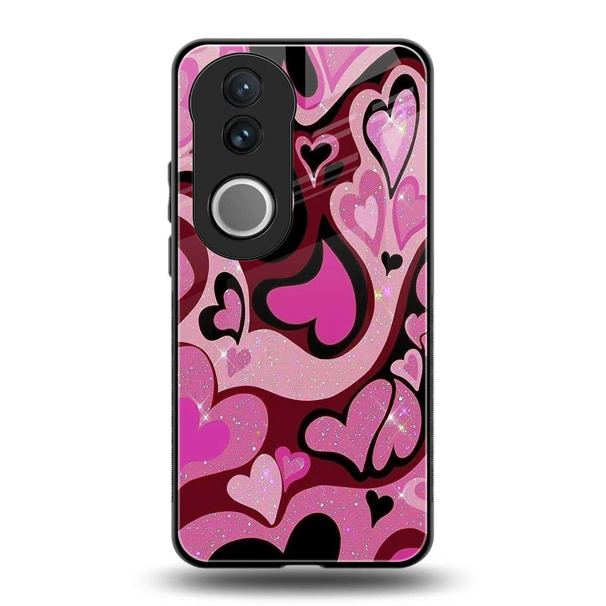 Y2K Magenta Meltdown Hearts back phone cover | glass case for vivo v50
