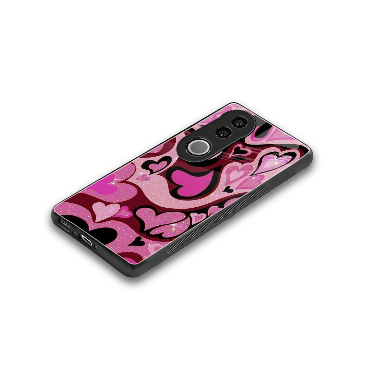 Y2K Magenta Meltdown Hearts stylish phone case for vivo v50 | glossy glass and slim fit