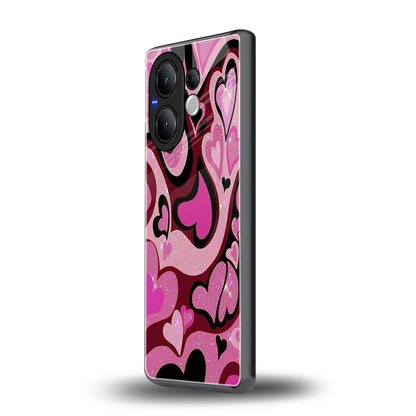 Y2K Magenta Meltdown Hearts vivo v60 mobile cover | shockproof glass phone case