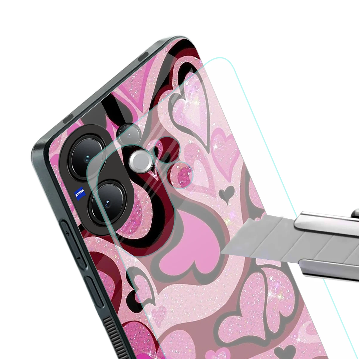 Y2K Magenta Meltdown Hearts stylish phone case for vivo v60 | glossy glass and slim fit