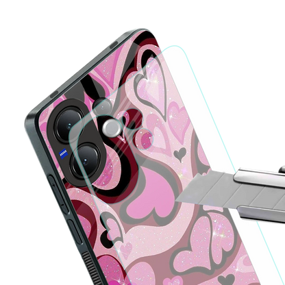 Y2K Magenta Meltdown Hearts stylish phone case for vivo v60 | glossy glass and slim fit