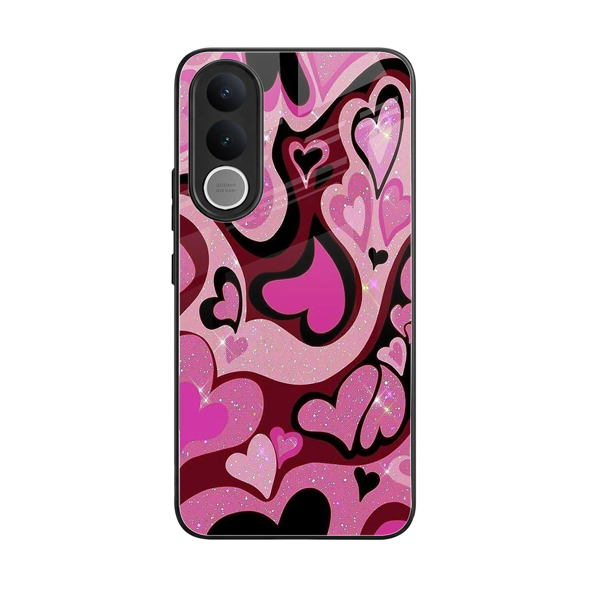 Y2K Magenta Meltdown Hearts back phone cover | glass case for vivo v70 fe