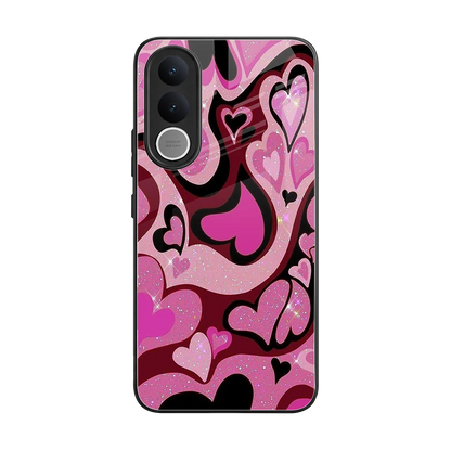 Y2K Magenta Meltdown Hearts back phone cover | glass case for vivo v70 fe