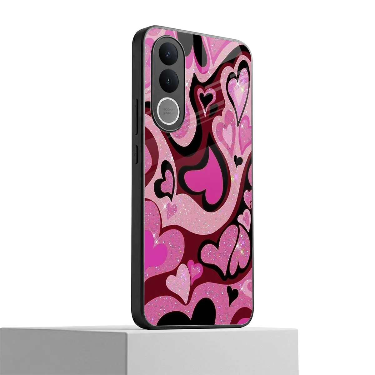 Y2K Magenta Meltdown Hearts vivo v70 fe mobile cover | shockproof glass phone case