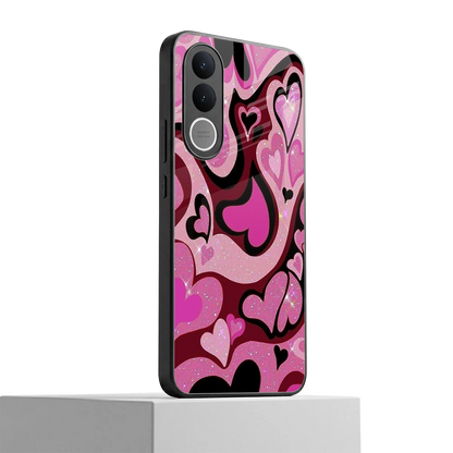 Y2K Magenta Meltdown Hearts vivo v70 fe mobile cover | shockproof glass phone case