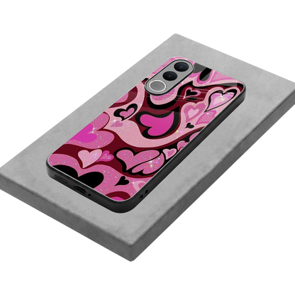 Y2K Magenta Meltdown Hearts stylish phone case for vivo v70 fe | glossy glass and slim fit
