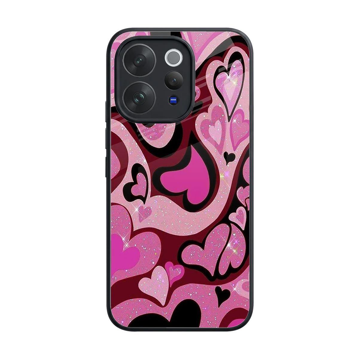 Y2K Magenta Meltdown Hearts back phone cover | glass case for vivo v70