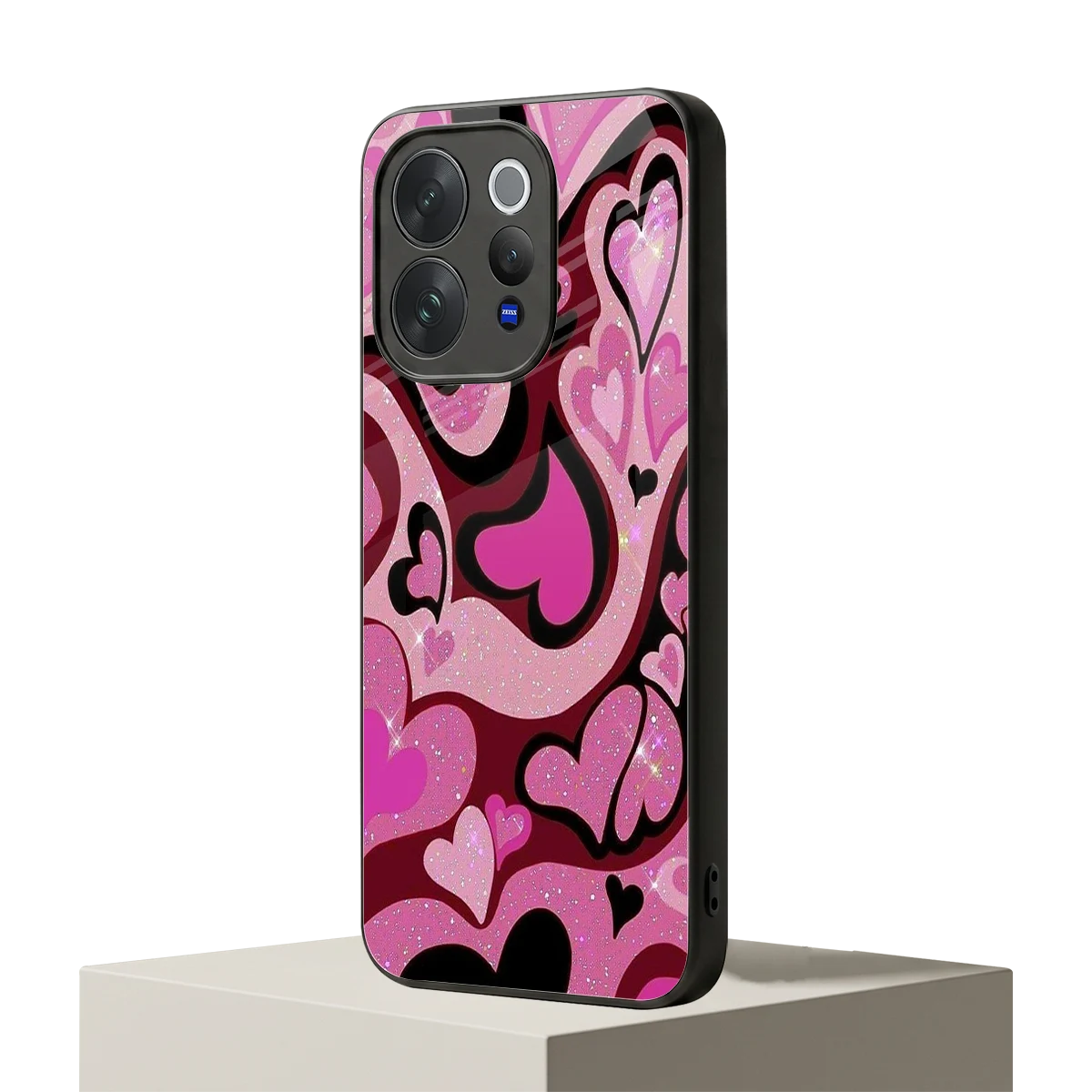 Y2K Magenta Meltdown Hearts vivo v70 mobile cover | shockproof glass phone case