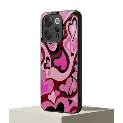 Y2K Magenta Meltdown Hearts vivo v70 elite mobile cover | shockproof glass phone case