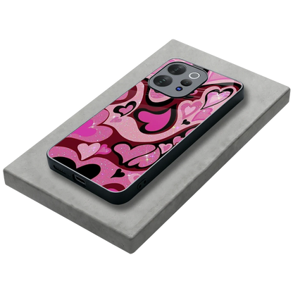 Y2K Magenta Meltdown Hearts stylish phone case for vivo v70 | glossy glass and slim fit