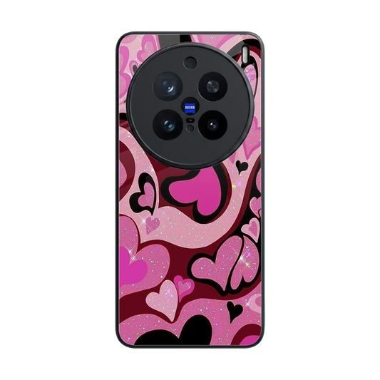 Y2K Magenta Meltdown Hearts back phone cover | glass case for vivo x200 pro