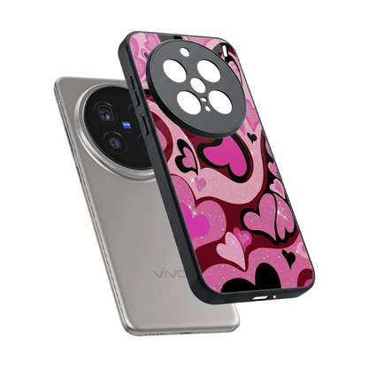 Y2K Magenta Meltdown Hearts sleek vivo x200 pro cover with tempered glass back and TPU edges