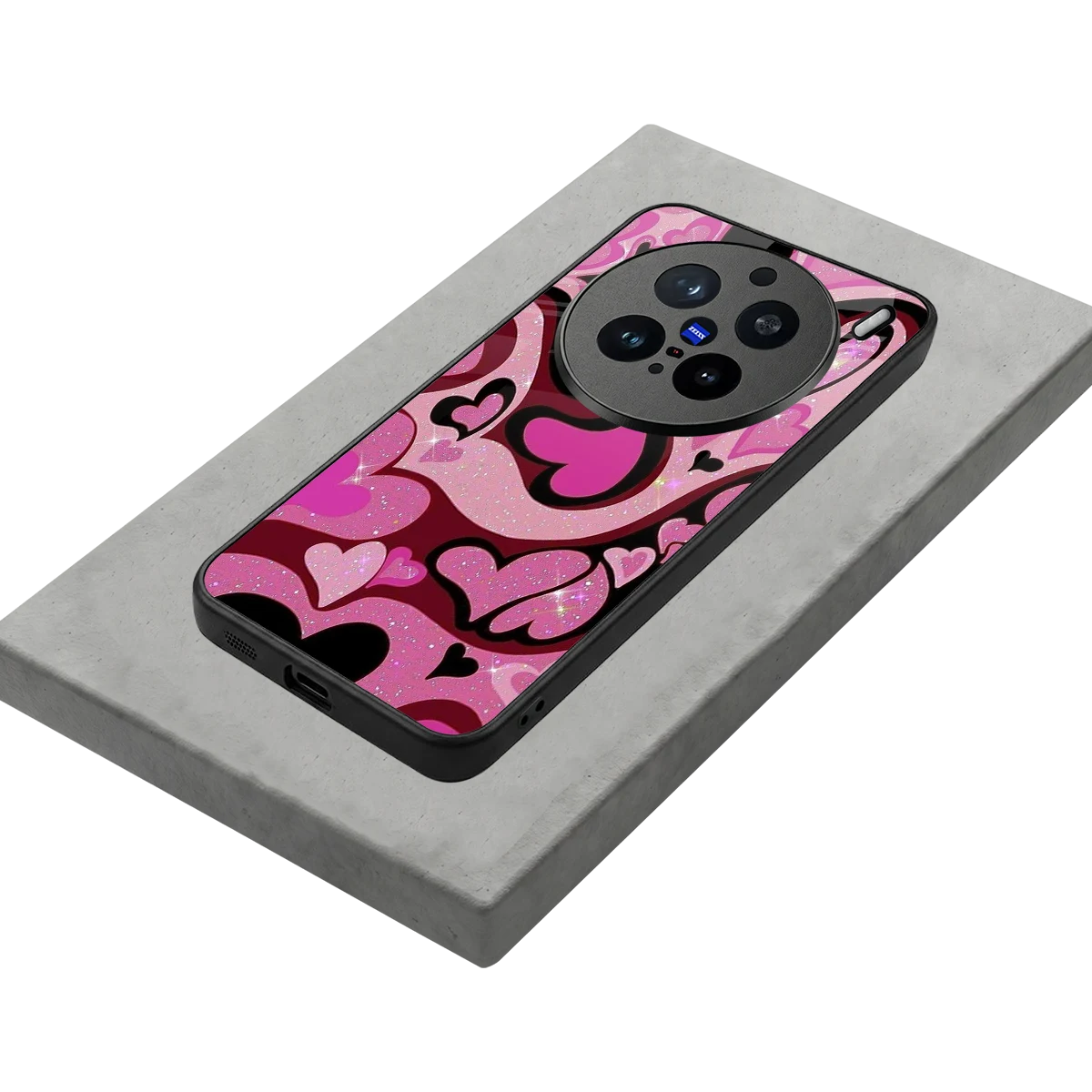 Y2K Magenta Meltdown Hearts stylish phone case for vivo x200 pro | glossy glass and slim fit