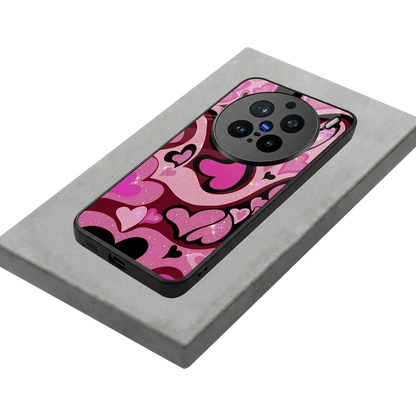Y2K Magenta Meltdown Hearts stylish phone case for vivo x200 pro | glossy glass and slim fit