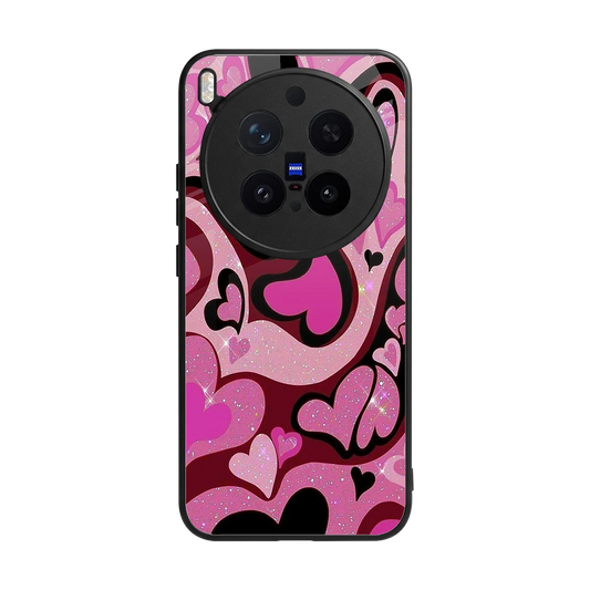 Y2K Magenta Meltdown Hearts back phone cover | glass case for vivo x300 pro