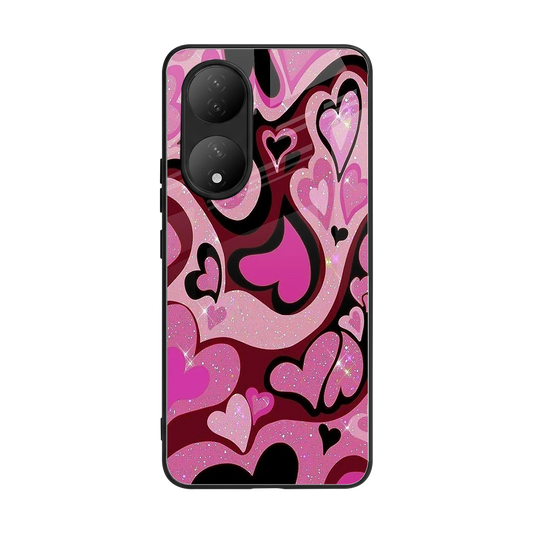 Y2K Magenta Meltdown Hearts back phone cover | glass case for Vivo-y100