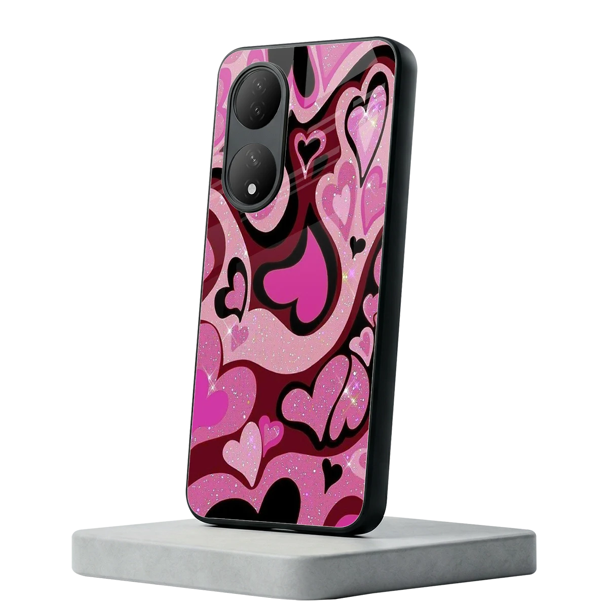 Y2K Magenta Meltdown Hearts Vivo-y100 mobile cover | shockproof glass phone case