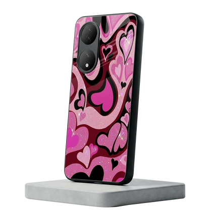 Y2K Magenta Meltdown Hearts Vivo-y100 mobile cover | shockproof glass phone case