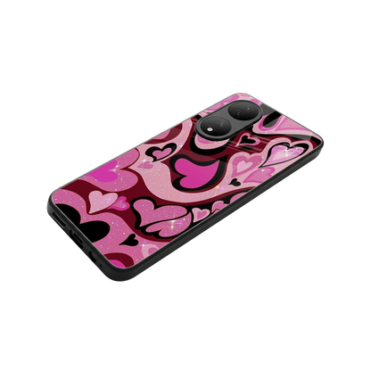 Y2K Magenta Meltdown Hearts stylish phone case for Vivo-y100 | glossy glass and slim fit