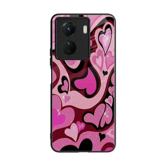 Y2K Magenta Meltdown Hearts back phone cover | glass case for vivo y16