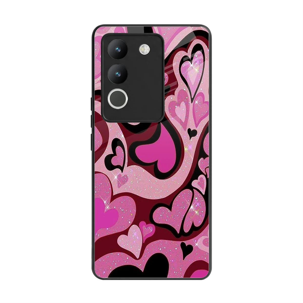 Y2K Magenta Meltdown Hearts back phone cover | glass case for vivo y200 5g