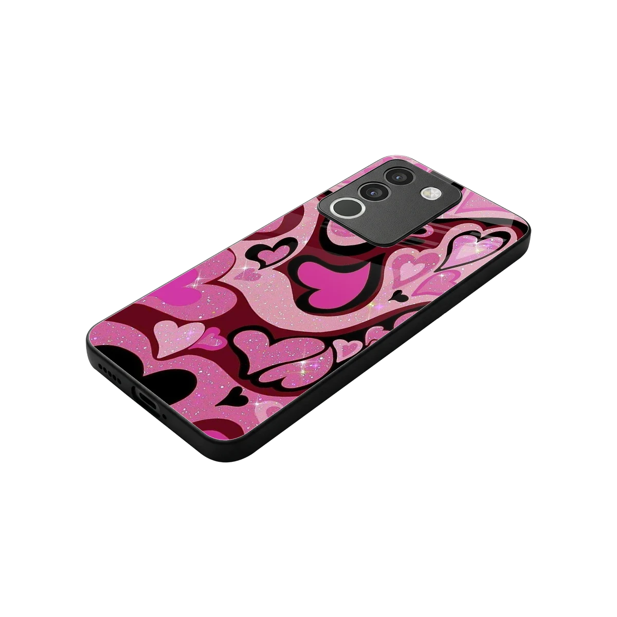Y2K Magenta Meltdown Hearts stylish phone case for vivo y200 5g | glossy glass and slim fit