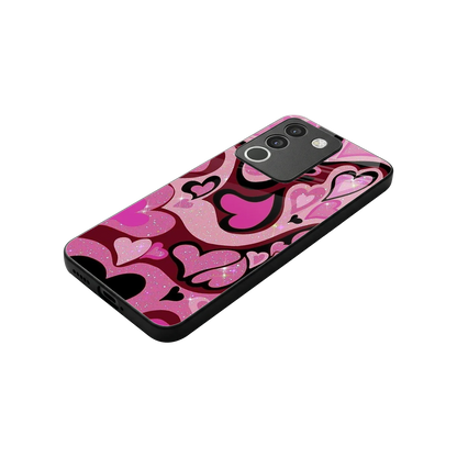 Y2K Magenta Meltdown Hearts stylish phone case for vivo y200 5g | glossy glass and slim fit