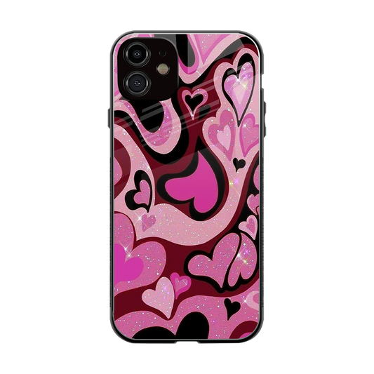 Y2K Magenta Meltdown Hearts back phone cover | glass case for iphone 12