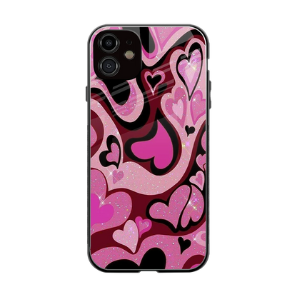 Y2K Magenta Meltdown Hearts back phone cover | glass case for iphone 11