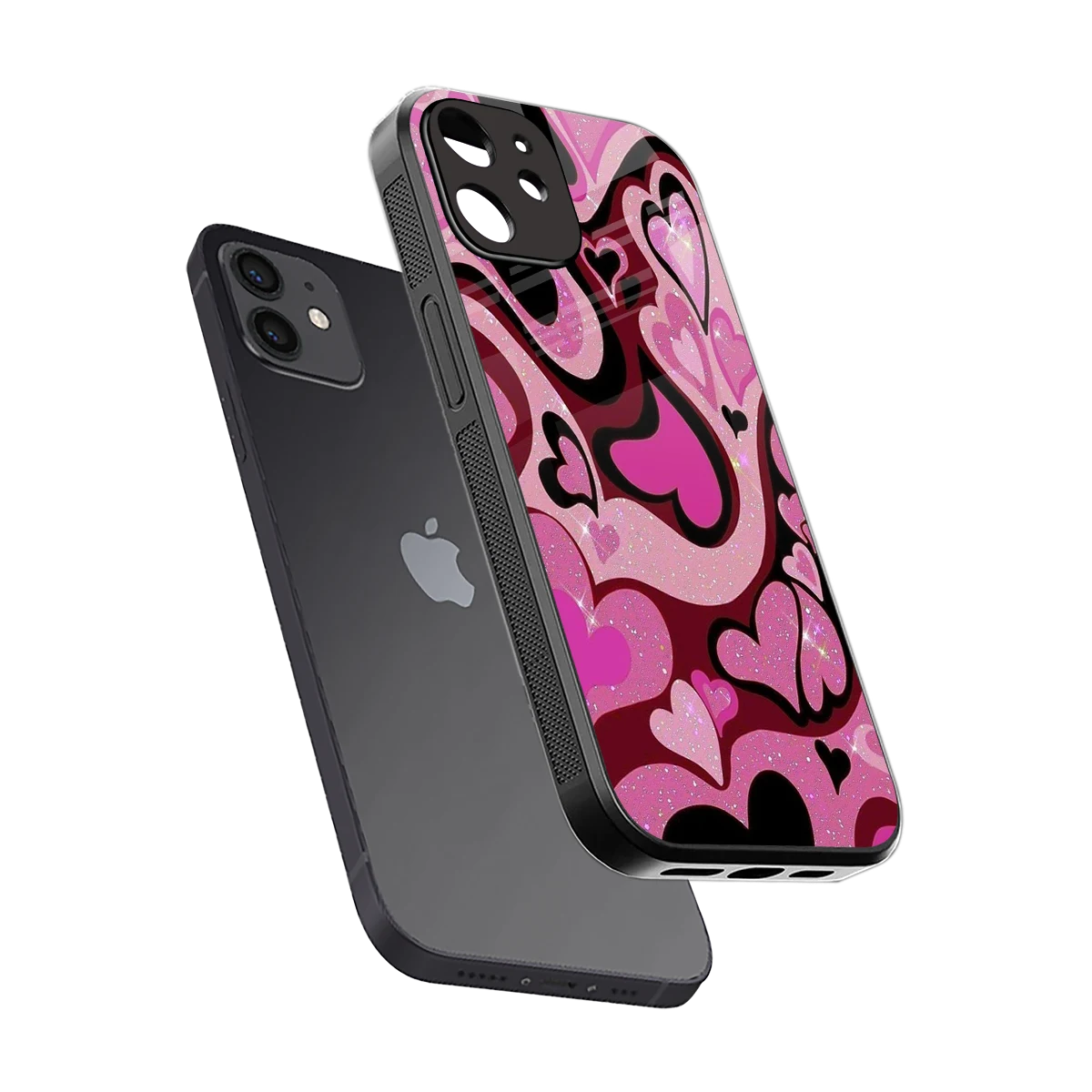 Y2K Magenta Meltdown Hearts sleek iphone 11 cover with tempered glass back and TPU edges
