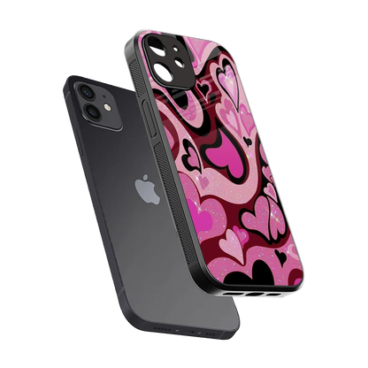 Y2K Magenta Meltdown Hearts sleek iphone 11 cover with tempered glass back and TPU edges