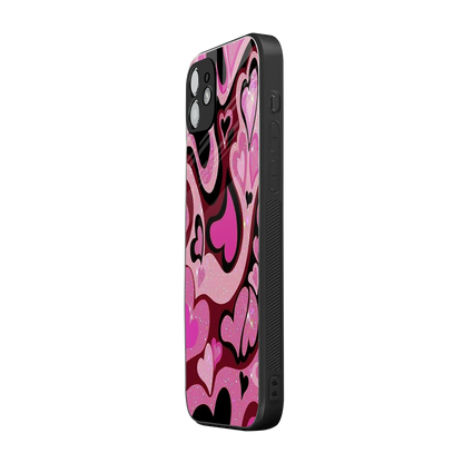 Y2K Magenta Meltdown Hearts iphone 11 mobile cover | shockproof glass phone case