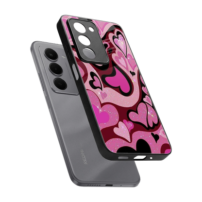Y2K Magenta Meltdown Hearts sleek redmi 15 5g cover with tempered glass back and TPU edges