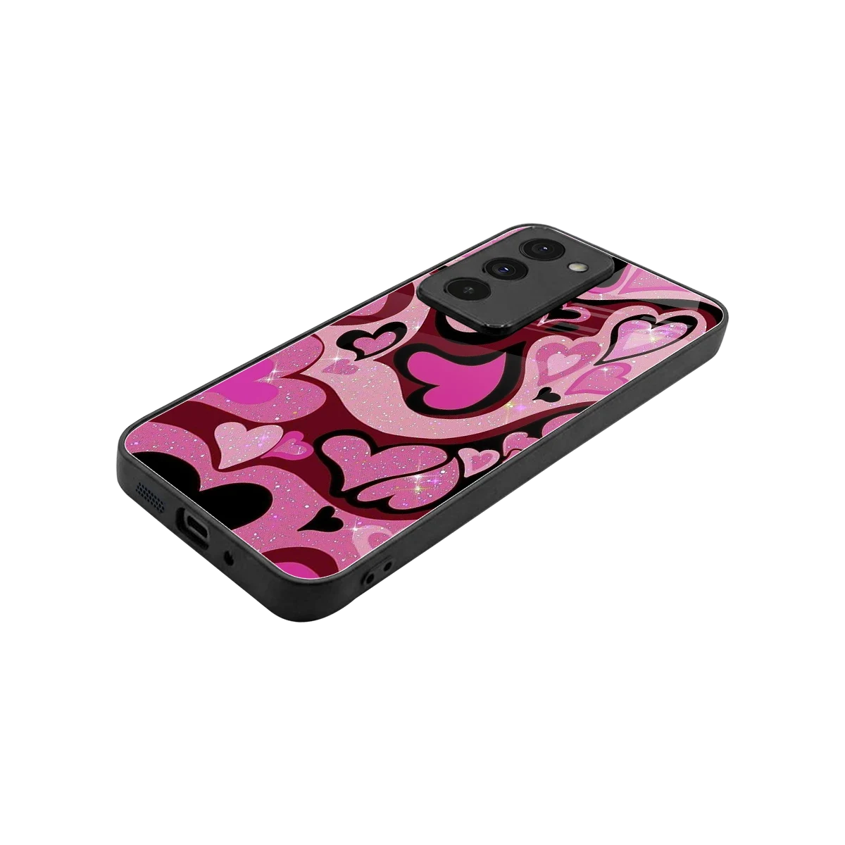 Y2K Magenta Meltdown Hearts stylish phone case for redmi 15 5g | glossy glass and slim fit