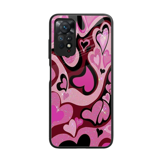 Y2K Magenta Meltdown Hearts back phone cover | glass case for redmi note 11 pro
