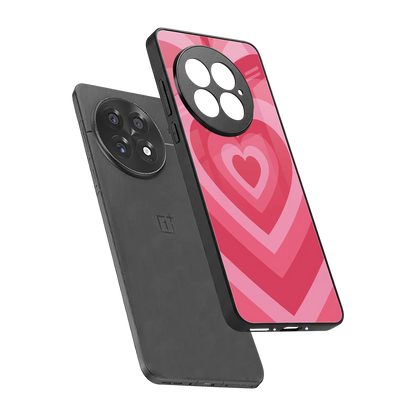 Y2K Pink Hearts sleek oneplus 13 cover with tempered glass back and TPU edges