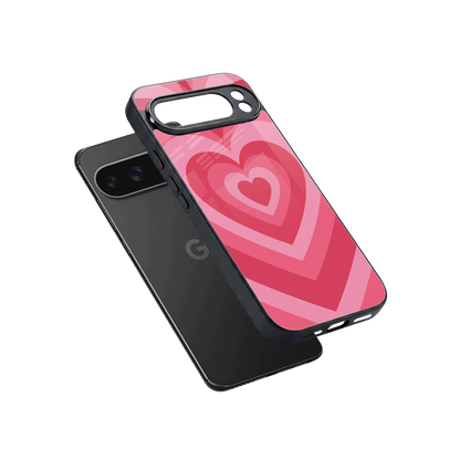 Y2K Pink Hearts sleek google pixel 10 pro xl cover with tempered glass back and TPU edges