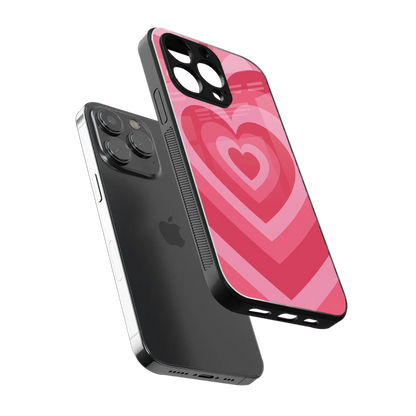 Y2K Pink Hearts sleek iphone 13 pro cover with tempered glass back and TPU edges