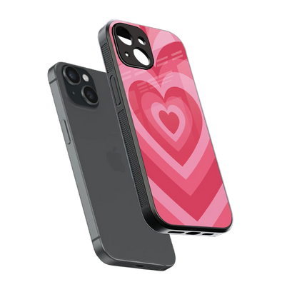 Y2K Pink Hearts sleek iphone 13 cover with tempered glass back and TPU edges