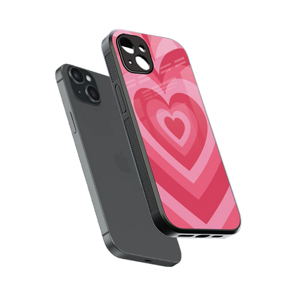 Y2K Pink Hearts sleek iphone 14 plus cover with tempered glass back and TPU edges