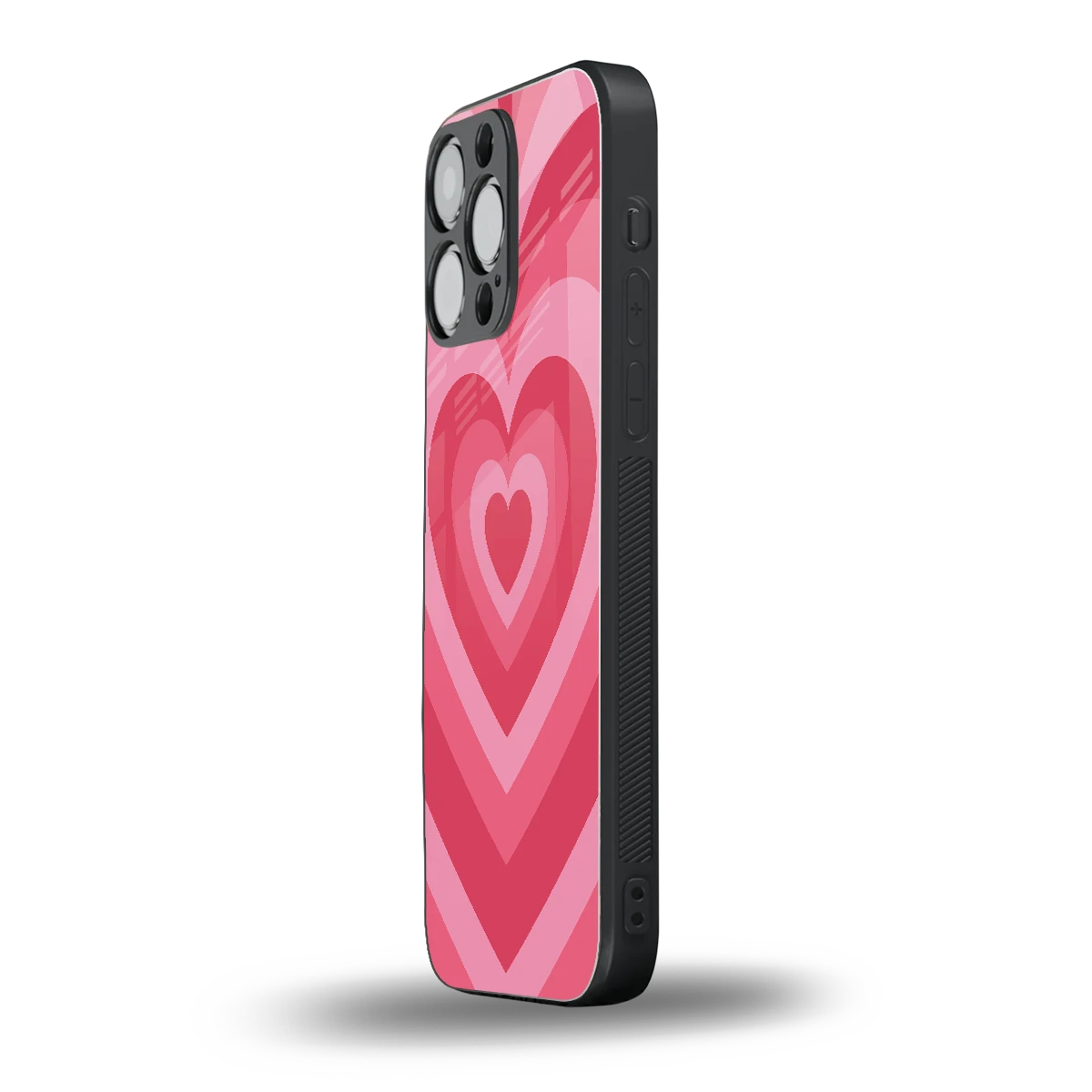 Y2K Pink Hearts iphone 15 pro max mobile cover | shockproof glass phone case