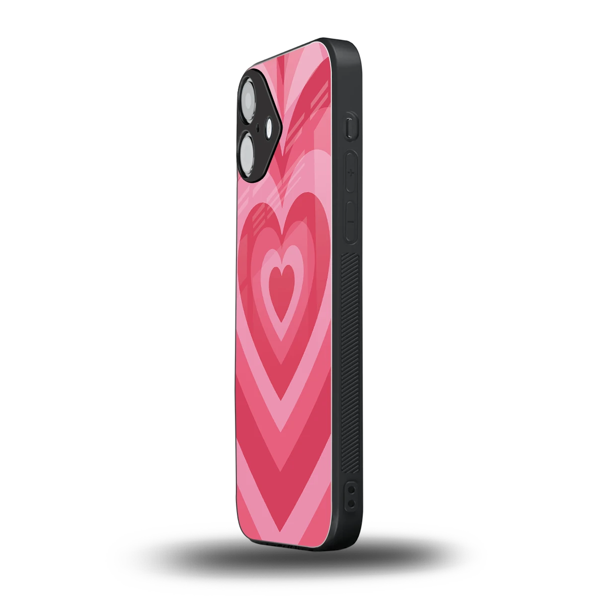 Y2K Pink Hearts iphone 16 plus mobile cover | shockproof glass phone case