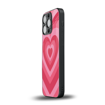 Y2K Pink Hearts iphone 16 pro mobile cover | shockproof glass phone case