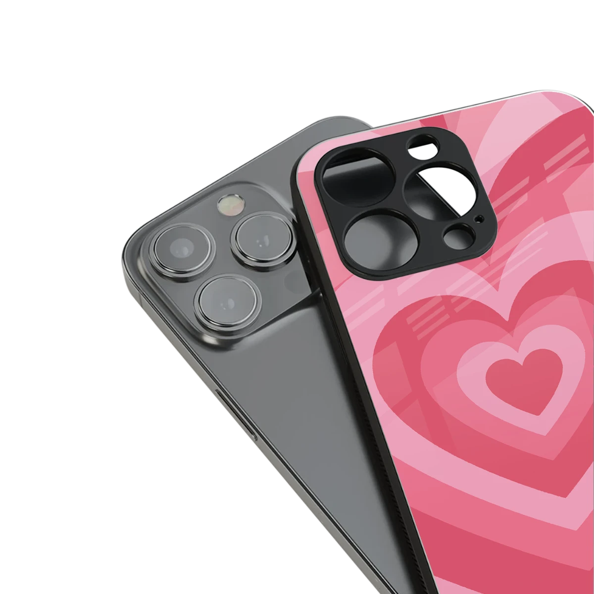 Y2K Pink Hearts stylish phone case for iphone 13 pro | glossy glass and slim fit
