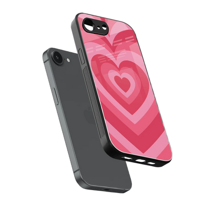 Y2K Pink Hearts sleek iphone 16e cover with tempered glass back and TPU edges