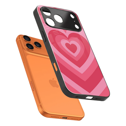 Y2K Pink Hearts sleek iphone 17 pro max cover with tempered glass back and TPU edges