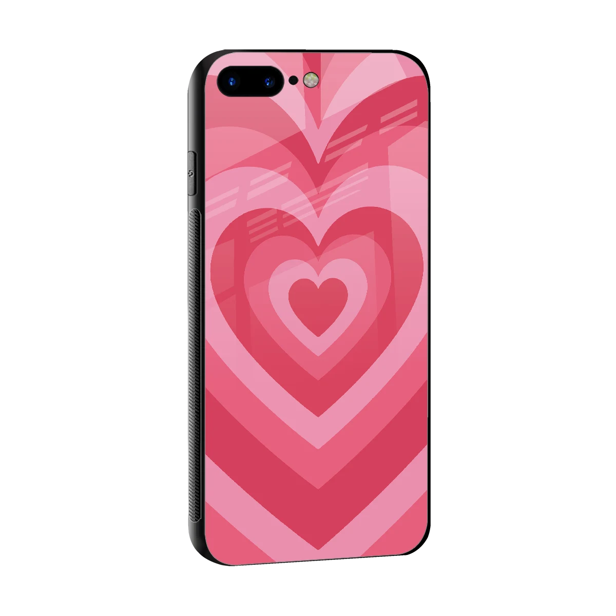 Y2K Pink Hearts sleek iphone 8 plus cover with tempered glass back and TPU edges